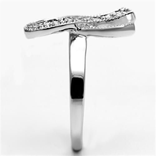 JCE263 Rhodium Brass Ring with AAA Grade CZ  in Clear