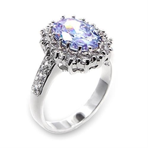 JCE114 Rhodium Brass Ring with AAA Grade CZ  in Light Amethyst