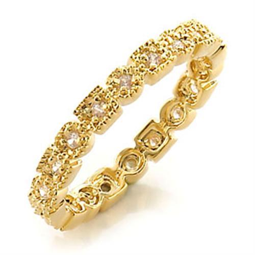 JCE450 Gold Brass Ring with AAA Grade CZ  in Clear