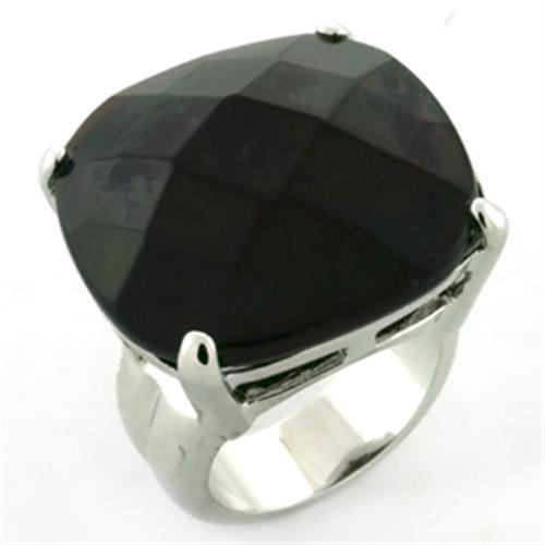 JCEA675 Rhodium Brass Ring with AAA Grade CZ  in Garnet