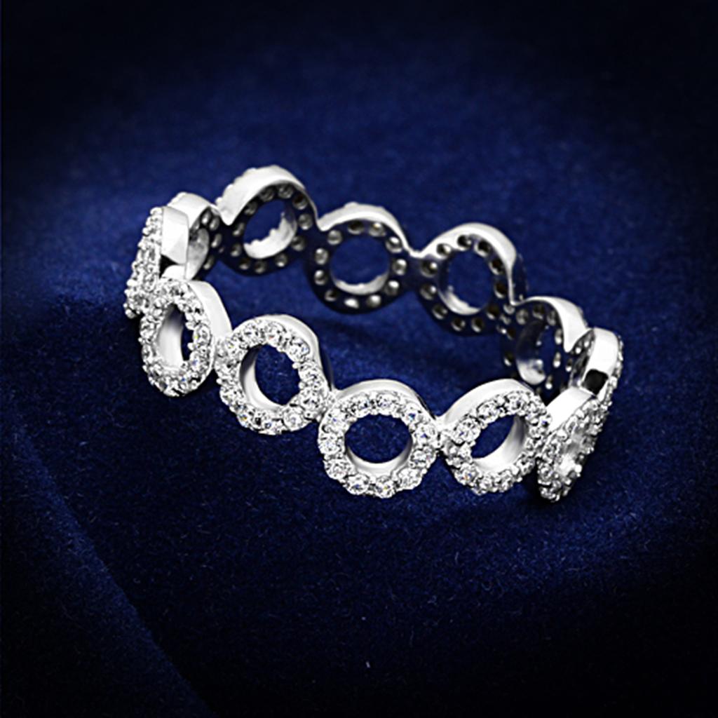 JCE139 Rhodium 925 Sterling Silver Ring with AAA Grade CZ  in Clear